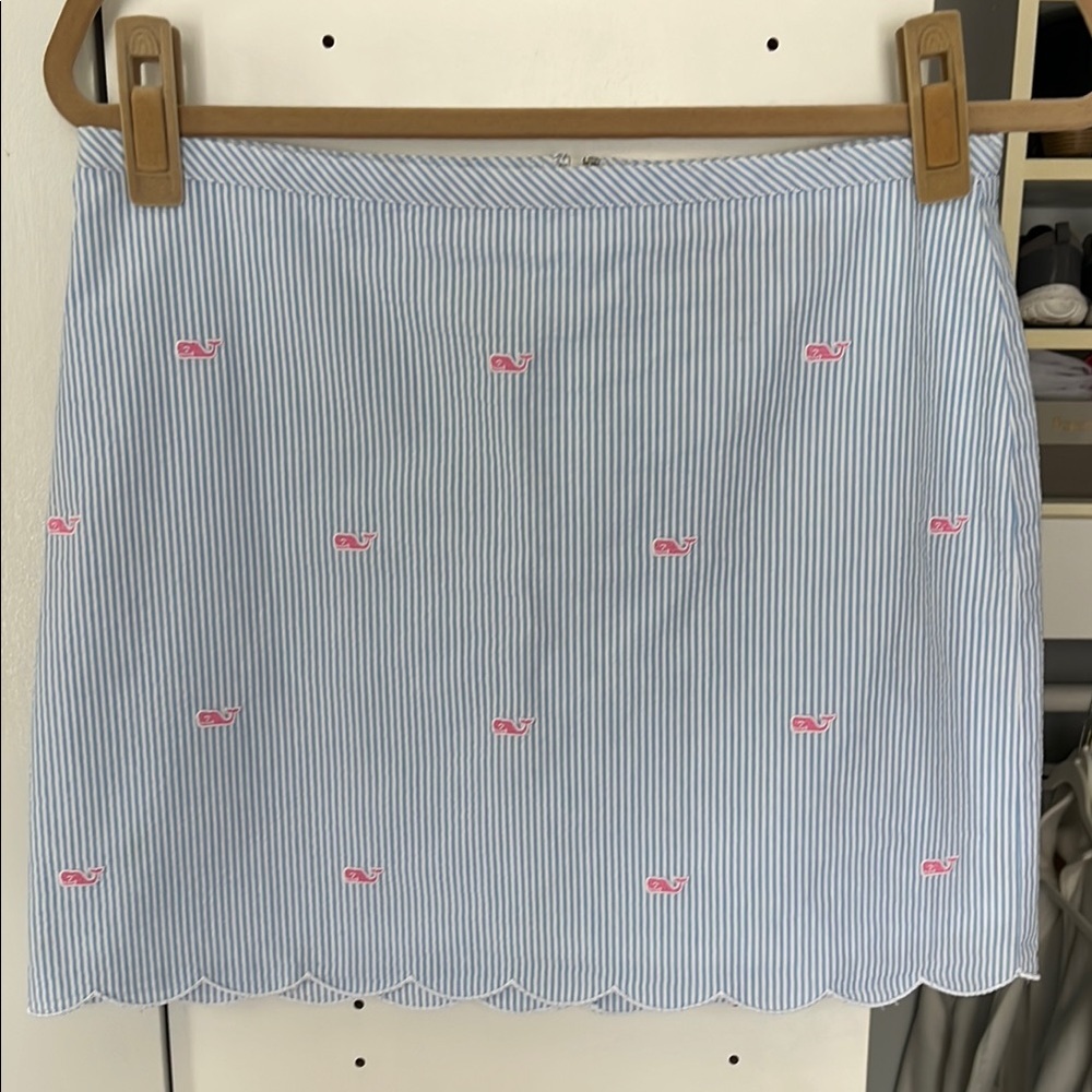 Vineyard Vines Blue Striped Skirt with Pink Accents